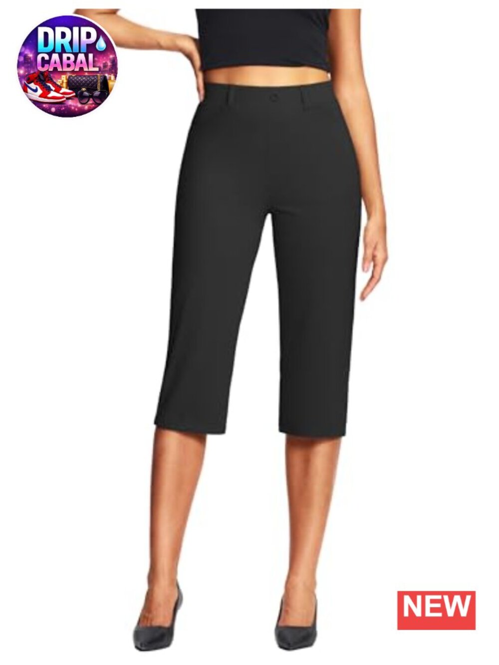 Petite Capri Pants with Pockets Stretchy Slim Fit Business Casual Summer